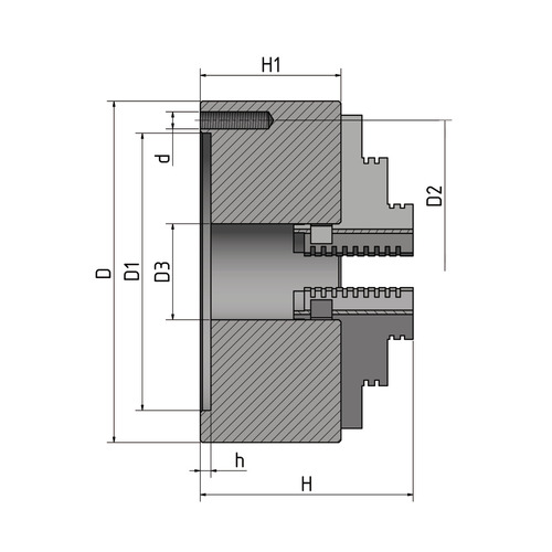 Uchwyt tokarski czteroszczękowy, mocowanie koncentryczne Optimum Ø 125 mm 2