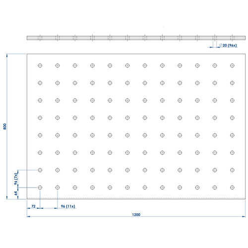 Blat stołu Holzkraft 120x80 cm, perforowany panel siatkowy HPL Ø20 mm 2