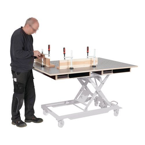 Blat stołu Holzkraft 120x80 cm, blat z perforowanej siatki HPL Ø20 mm, z szufladą 3