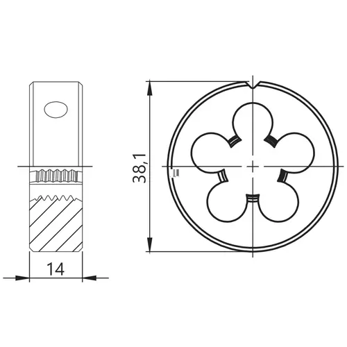 Narzynka okrągła, model 441A, stal chromowa, gwint metryczny drobnozwojny M12x1mm 2