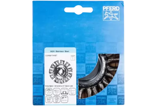 Szczotka tarczowa pleciona COMBITWIST RBG Ø 115 x 12 mm M14 drut ze stali nierdzewnej Ø 0,50 mm do szlifierki kątowej 2