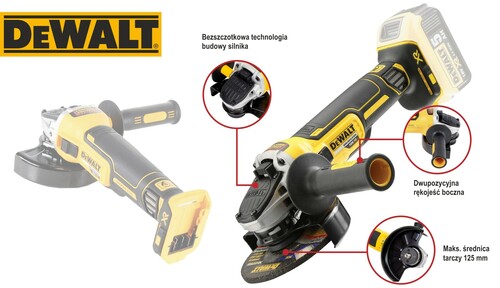 Szlifierka kątowa XR Li-Ion 18V 125mm 2x5Ah + walizka + ładowarka DeWALT DCG405P2 5
