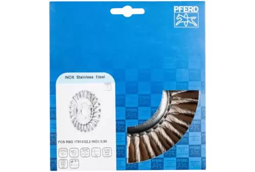 Szczotka tarczowa pleciona RBG Ø178 × 13 × 22,2 mm, drut ze stali nierdzewnej Ø0,50 mm do szlifierki kątowej 2