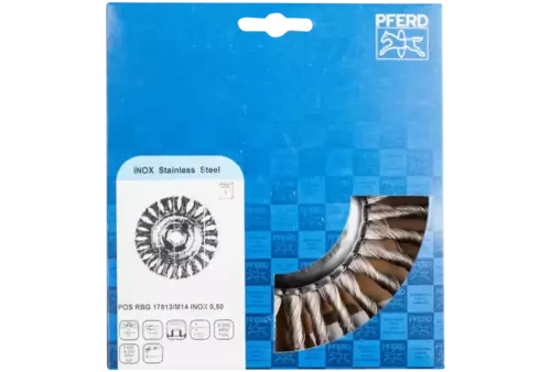 Szczotka tarczowa pleciona RBG Ø 178 × 13 mm M14 drut ze stali nierdzewnej Ø 0,50 mm do szlifierki kątowej 2