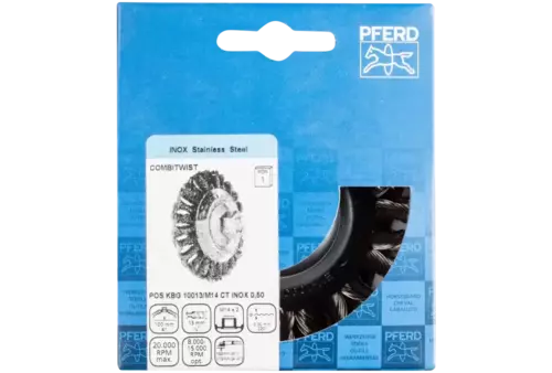 Szczotka stożkowa pleciona COMBITWIST KBG Ø 100 x 13 mm M14 drut ze stali nierdzewnej Ø 0,50 mm do szlifierki kątowej 2