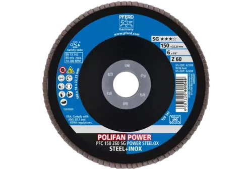 Ściernica listkowa POLIFAN POWER PFC 150 × 22,23 mm stożkowa Z60 SG STEELOX stal/stal nierdzewna 2