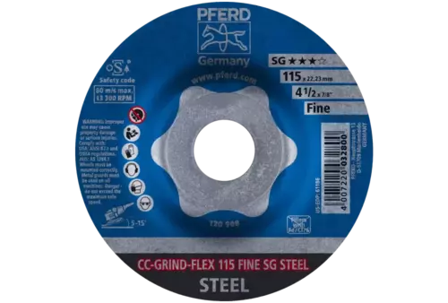 Tarcza do szlifowania metalu 115x22,23 CC-GRIND FLEX SG STEEL wypukła Pferd 64187115 2
