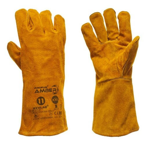 Rękawice spawalnicze skóra dwoinowa bydlęca kevlar AMBER 2