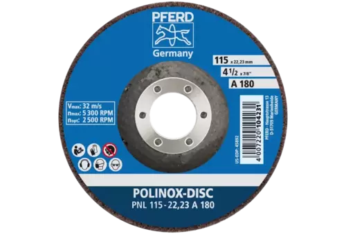 Dysk z włókniny POLINOX PNL Ø 115 mm do otworu Ø 22,23 mm A180 do szlifu dokładnego i wykańczania 3