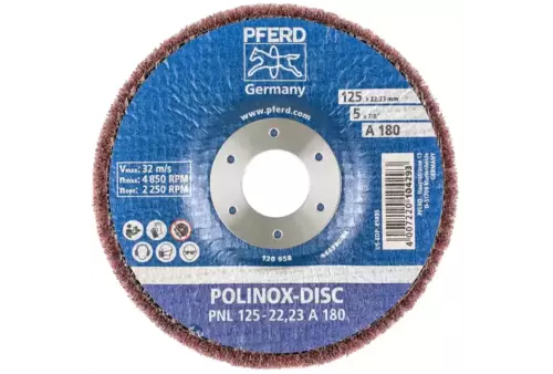 Dysk z włókniny POLINOX PNL Ø 125 mm do otworu Ø 22,23 mm A180 do szlifu dokładnego i wykańczania 3