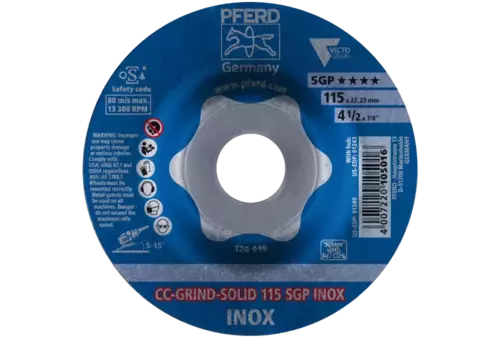 Tarcza do szlifowania metalu 115x22,23 CC-GRIND SOLID SGP INOX wypukła Pferd 64189115 2