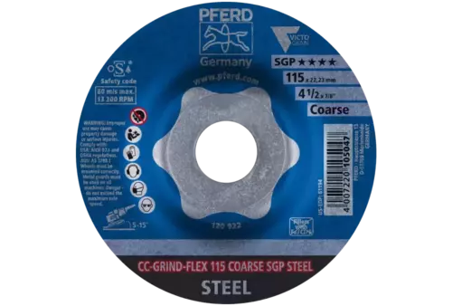 Tarcza do szlifowania metalu 115x22,23 CC-GRIND FLEX SGP STEEL wypukła Pferd 64188116 2