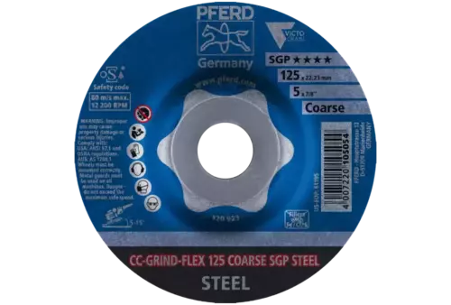 Tarcza do szlifowania metalu 125x22,23 CC-GRIND FLEX SGP STEEL wypukła Pferd 64188126 2