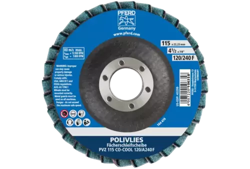 Ściernica włókninowa POLIVLIES PVZ ceramiczna Ø115 mm otwór 22,23 mm CO-COOL120/A240F do szlifu dokładnego 3