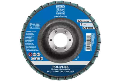 Ściernica włókninowa POLIVLIES PVZ ceramiczna Ø 125 mm otwór 22,23 mm CO-COOL120/A240F do szlifu dokładnego 3