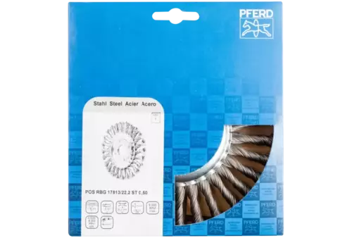 Szczotka tarczowa pleciona RBG Ø 178 × 13 × 22,2 mm, drut stalowy Ø 0,50 mm do szlifierki kątowej 2