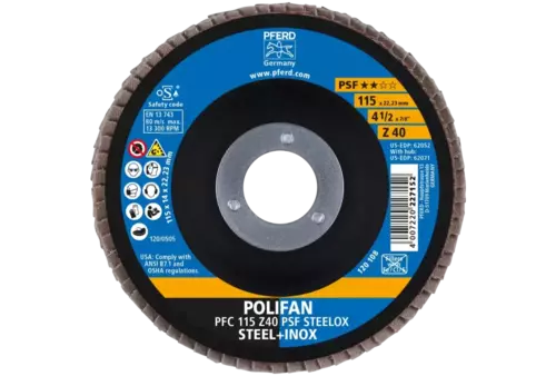 Ściernica listkowa POLIFAN PFC 115 × 22,23 mm stożkowa Z40 linia uniwersalna PSF STEELOX stal/stal nierdzewna 2