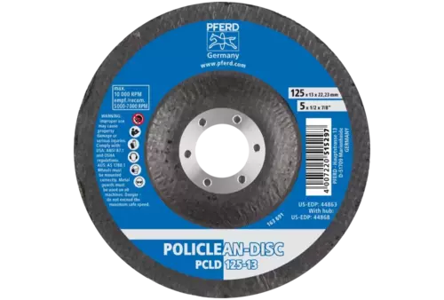 Włóknina czyszcząca POLICLEAN PCLD Ø 125 × 13 mm otwór Ø 22,3 mm do zgrubnych prac czyszczących 3