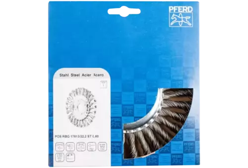 Szczotka tarczowa pleciona RBG Ø 178 × 13 × 22,2 mm, drut stalowy Ø 0,80 mm do szlifierki kątowej 2