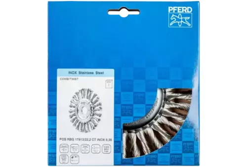 Szczotka tarczowa pleciona COMBITWIST RBG Ø 178 × 13 × 22,2 mm, drut ze stali nierdzewnej Ø 0,35 mm do szlifierki kątowej 2