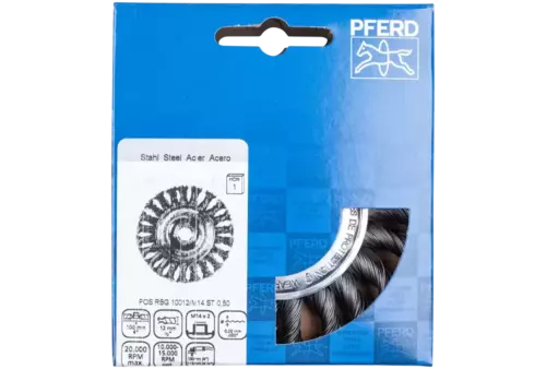 Szczotka tarczowa pleciona RBG Ø100 × 12 mm M14 drut stalowy Ø0,50 mm do szlifierki kątowej 2