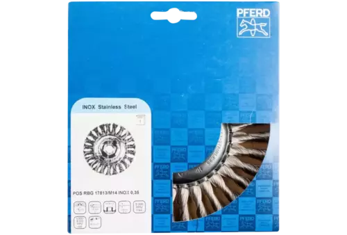Szczotka tarczowa pleciona RBG Ø 178 × 13 mm M14 drut ze stali nierdzewnej Ø 0,35 mm do szlifierki kątowej 2