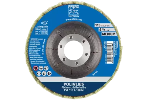 Ściernica włókninowa POLIVLIES PVL Korund Ø115 mm otwór 22,23 mm A180M do szlifu dokładnego 3