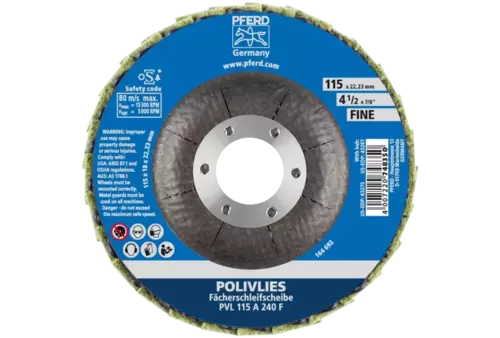 Ściernica włókninowa POLIVLIES PVL Korund Ø115 mm otwór 22,23 mm A240F do szlifu dokładnego 3