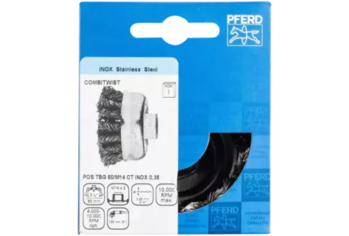 Szczotka garnkowa pleciona COMBITWIST TBG Ø 80 mm M14, drut ze stali nierdzewnej Ø 0,35 mm do szlifierki kątowej 2
