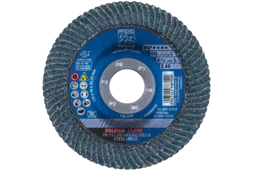 Ściernica listkowa POLIFAN CURVE PFR 115 × 22,23 mm szerokość L Z40 SGP STEELOX do stali/stali nierdzewnej 2