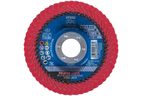 Ściernica listkowa POLIFAN CURVE PFR 115 × 22,23 mm szerokość M CO60 SGP STEELOX do stali/stali nierdzewnej 2