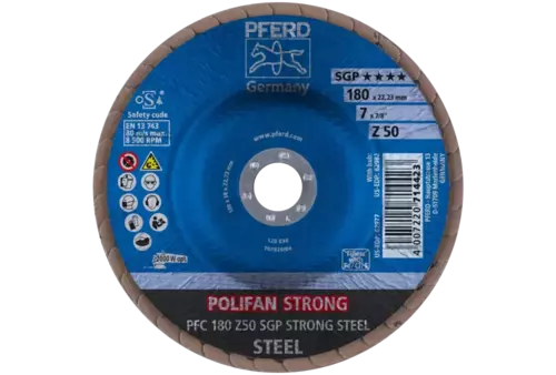 Ściernica listkowa POLIFAN STRONG PFC 180 × 22,23 mm stożkowa Z50 linia specjalna SGP STEEL do stali 2