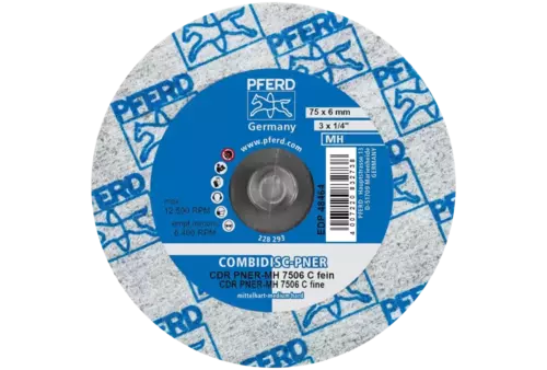 Prasowany wykrój włókninowy COMBIDISC CDR PNER Ø 75 mm średnio twardy SIC drobnoziarnisty do wykańczania 3