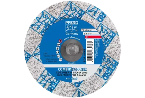 Prasowany wykrój włókninowy COMBIDISC CDR PNER Ø 75 mm twardy A gruboziarnisty do wykańczania 3
