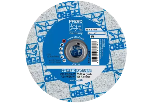 Prasowany wykrój włókninowy COMBIDISC CD PNER Ø 75 mm miękki A gruboziarnisty do wykańczania 3