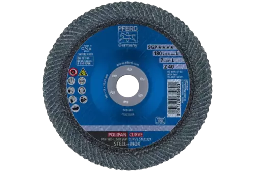 Ściernica listkowa POLIFAN CURVE PFR 180 × 22,23 mm szerokość L Z40 SGP STEELOX do stali/stali nierdzewnej 2