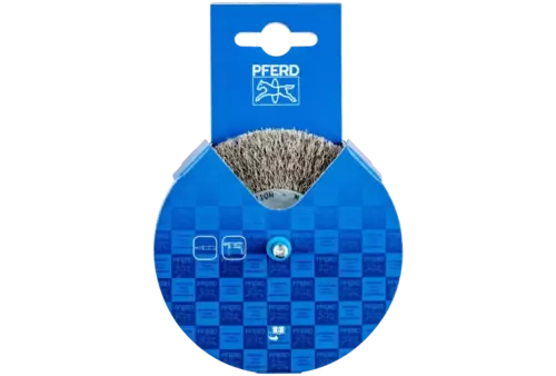 Szczotka tarczowa niepleciona POS RBU Ø100 × 10 mm trzpień Ø6 mm drut ze stali nierdzewnej Ø0,30 2