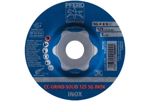 Tarcza do szlifowania metalu 125x22,23 CC-GRIND SOLID SG INOX wypukła Pferd 64186125 2