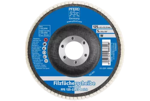 Miękkie filcowe ściernice listkowe FFS Ø 125 mm otwór 22,23 mm do prac polerskich szlifierką kątową 2