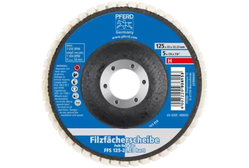 Twarde filcowe ściernice listkowe FFS Ø 125 mm otwór 22,23 mm do prac polerskich szlifierką kątową 2