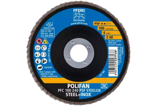 Ściernica listkowa POLIFAN PFC 100 × 16 mm stożkowa Z40 linia uniwersalna PSF STEELOX stal/stal nierdzewna 2