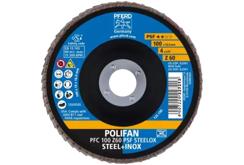 Ściernica listkowa POLIFAN PFC 100 × 16 mm stożkowa Z60 linia uniwersalna PSF STEELOX stal/stal nierdzewna 2