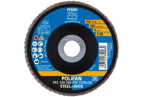 Ściernica listkowa POLIFAN PFC 100 × 16 mm stożkowa Z80 linia uniwersalna PSF STEELOX stal/stal nierdzewna 2