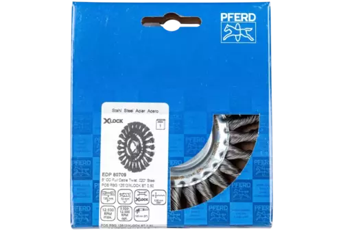 Szczotka tarczowa pleciona RBG Ø 125 × 12 otwór 22,2 mm / X-LOCK drut stalowy Ø 0,50 mm do szlifierki kątowej 2