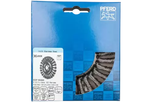 Szczotka tarczowa pleciona RBG Ø 125 × 12 otwór 22,2 mm / X-LOCK drut ze stali nierdzewnej Ø 0,50 mm do szlifierki kątowej 2
