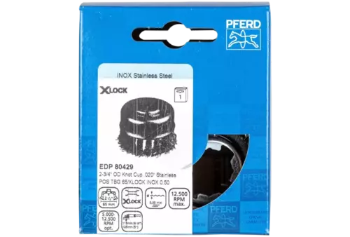 Szczotka garnkowa pleciona TBG Ø 65 mm, otwór 22,2 mm/X-LOCK drut ze stali szlachetnej Ø 0,50 mm do szlifierki kątowej 2