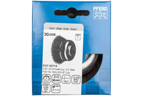 Szczotka garnkowa niepleciona TBU Ø75, otwór 22,2 mm/X-LOCK drut ze stali Ø0,30 mm do szlifierki kątowej 2