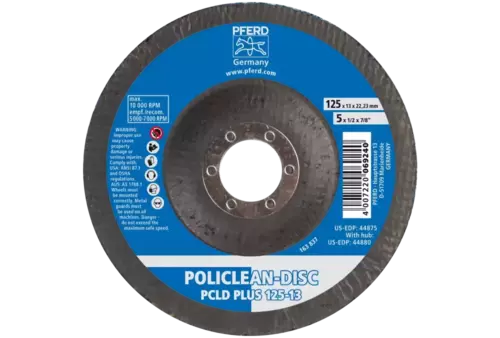 Włóknina czyszcząca POLICLEAN PLUS PCLD Ø 125 × 13 mm otwór Ø 22,3 mm do zgrubnych prac czyszczących 2