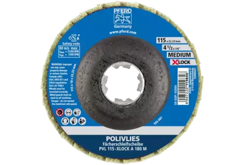 Ściernica włókninowa POLIVLIES PVL Korund Ø115 mm otwór 22,23 mm / X-LOCK A180M do szlifu dokładnego 3