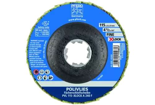 Ściernica włókninowa POLIVLIES PVL Korund Ø115 mm otwór 22,23 mm / X-LOCK A240F do szlifu dokładnego 3
